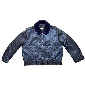 Vintage Tuffy Jac Jacket Mens 42R Blue Satin Bomber Quilt Lined Sherpa Collar